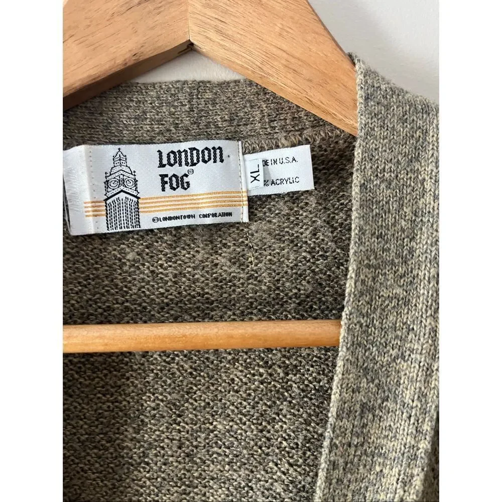 Vintage London Fog Sweater Vest XL Gray Knit Grandpa Core Academic old money
